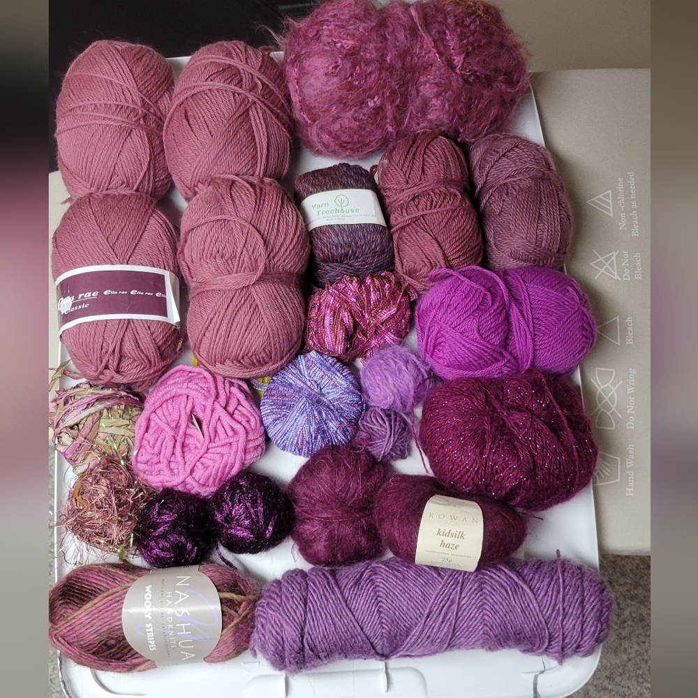Assorted Wool, Novelty Pink and Purple Yarn Collection